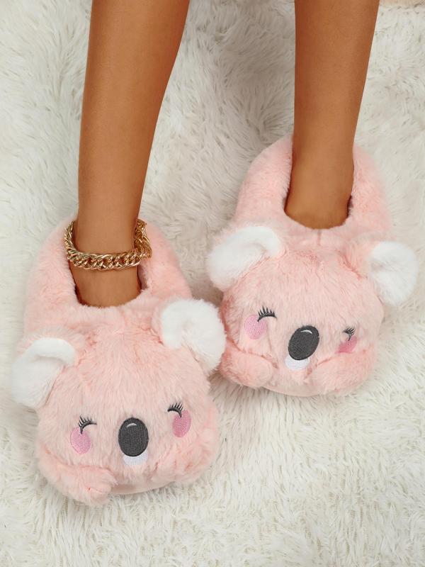 Women's Cartoon Koala Design Cute House Slippers, Plush Bedroom Cozy Fuzzy Slippers, Funny Novelty Fluffy Warm Slippers for Fall & Winter, Black Friday Deal for Girls, Wife