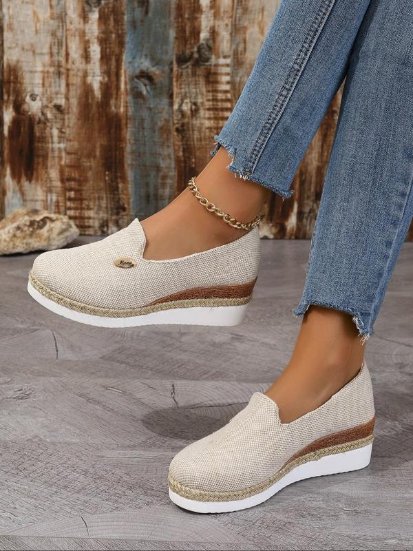 Women's Fashionable Wedge Shoes, Casual Comfortable Espadrilles for Daily Wear, Female All-match Round Toe Shoes for Daily Wear Espadrilles Shoes