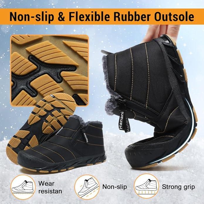 Mens Snow Boots Winter Boots for MenZipper Fur Lined Warm Waterproof Ankle Boots