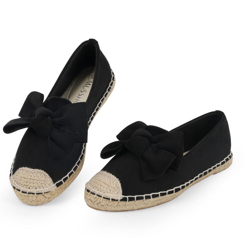 MUSSHOE Espadrilles for Women Dressy Bow Flats Shoes Women