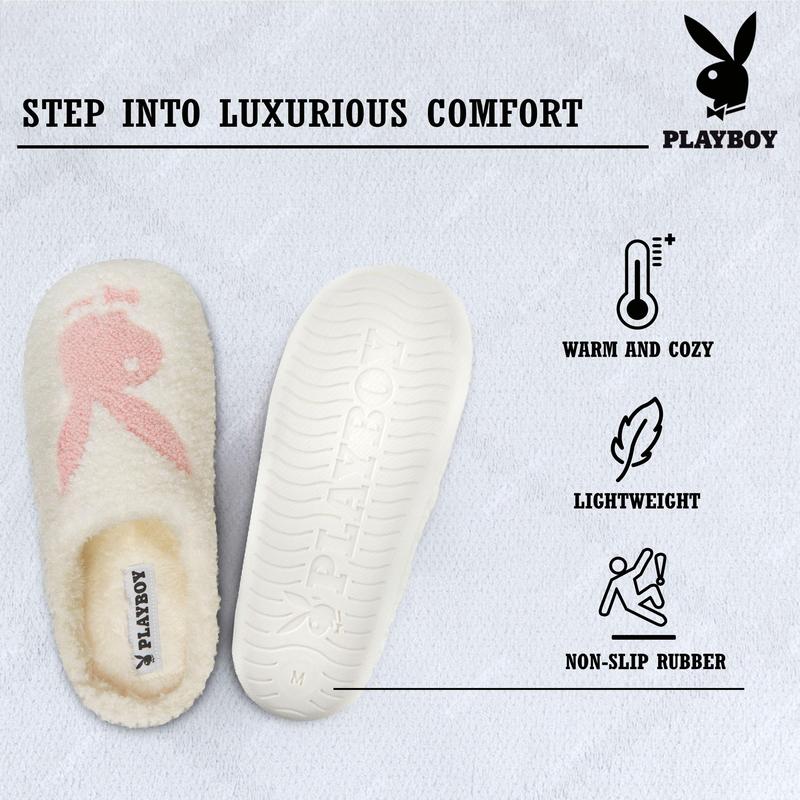 Playboy Womens Slippers Gifts for Women Extra Cozy Fuzzy House Slippers Slip On