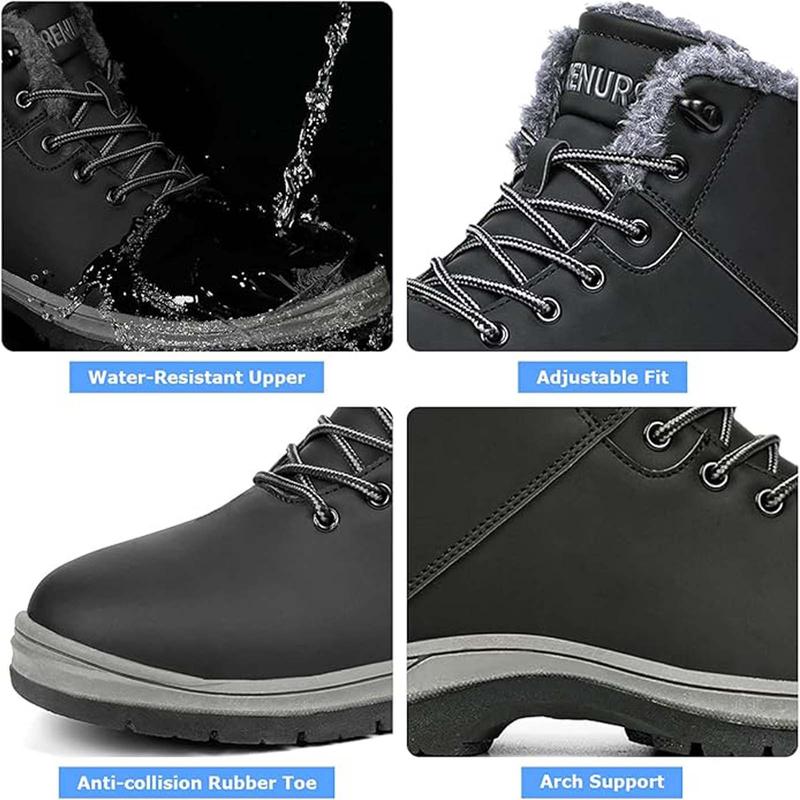 Snow Boots for Men Insulated Waterproof Fur Lined BootiesLightweight Winter Shoes