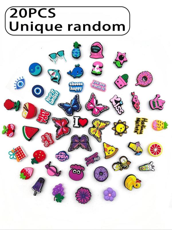 Random Mixed Color Cartoon Animal Shoe Charms, 20pcs set Cute Shoes Decoration for Kids, Shoes Decorations for Vented Clog