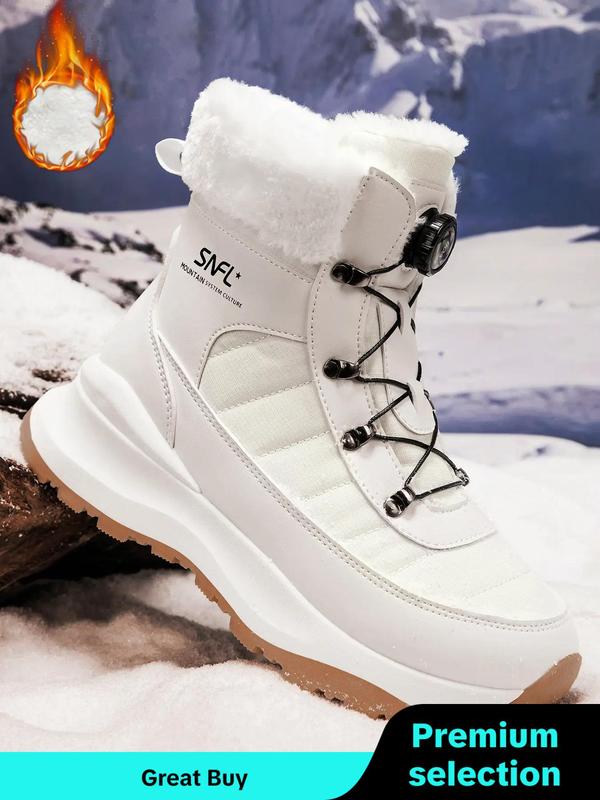 Men's Winter Quilted Contrast Faux Fur Design Snow Boots, Casual Warm Thick Sole Ankle Boots for Outdoor Activities, Male All-match Round Toe Shoes for Daily Wear