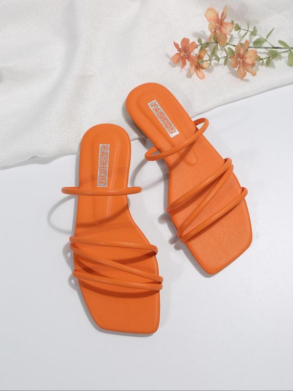 Women's Fashionable Plain Color Slip on Sandals, Casual Open Toe Sandals for Summer, Lightweight Breathable Comfortable Shoes for Daily Wear, Perfect for Students and Outdoor