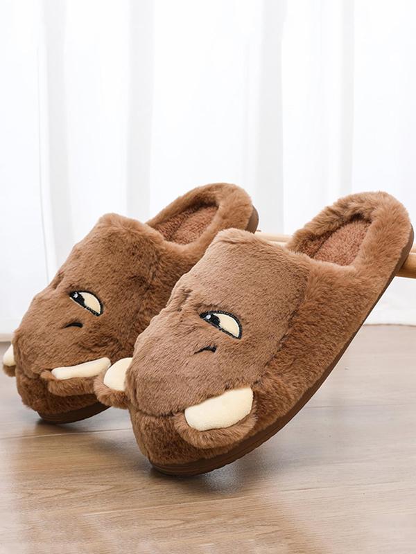 Men's Cute Cartoon Bear Design Plush Slippers, Warm & Cozy Soft Bedroom Slippers, Fashion Men's Slippers for Fall & Winter Wear, Boy's Comfort Walking Shoes, Footwear