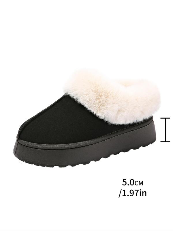 Women's Fashionable Contrast Faux Fur Design Snow Boots, Casual Warm Fluffy Ankle Boots for Fall & Winter, Female All-match Trendy Shoes for Daily Wear