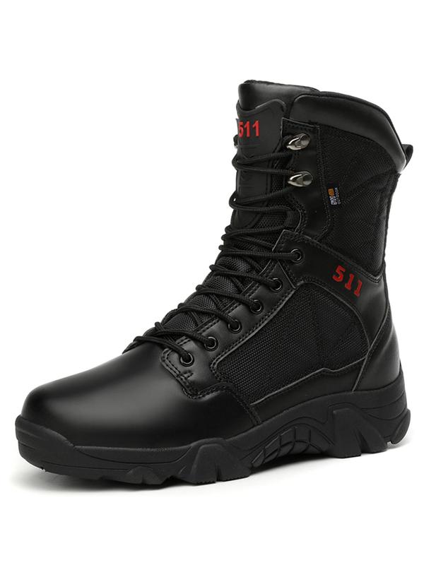 Men's Fashionable Patchwork Design Side Zipper Combat Boots, Lightweight Combat Boots, Outdoor Jungle Army Boots, Hiking Boots