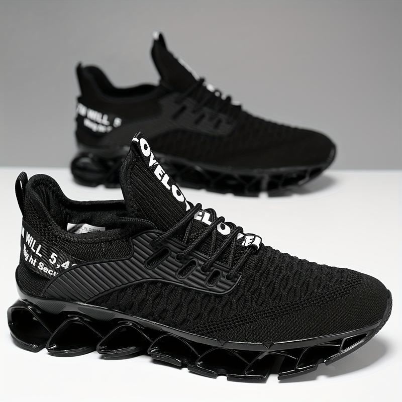 Men's Fashion Woven Knit Breathable Blade Type Sneaker, Comfortable and Non-Slip Lace-up Soft Sole Shoes, Men's Shoes