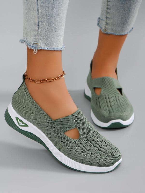 Women's Fashionable Hollow Out Design Slip on Sneakers, Casual Comfortable Breathable Lightweight Mesh Shoes, All-match Commuter Shoes for Work & Daily Wear, Shoes for Summer 2024