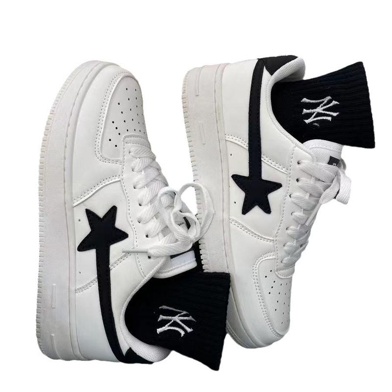 Star Pattern Sneakers Men's New Super Popular Retro White Shoes Student Platform Sports Casual Shoes Fashion