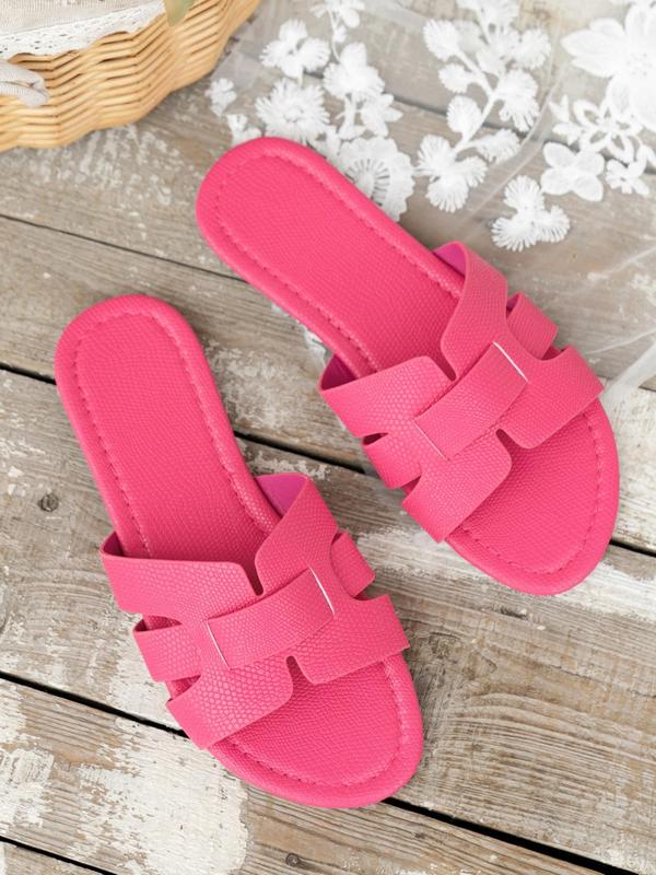 Women's Fashionable Plain Color Slide Sandals, Casual Comfortable Flat Sandals for Summer, Lightweight Breathable Shoes for Daily Wear