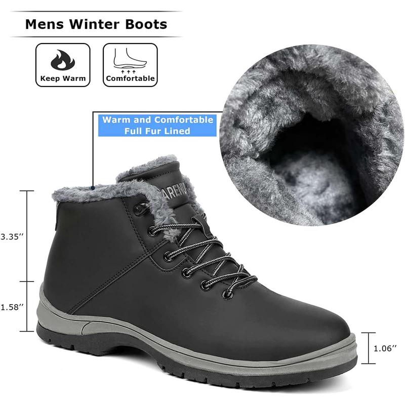 Snow Boots for Men Insulated Waterproof Fur Lined BootiesLightweight Winter Shoes