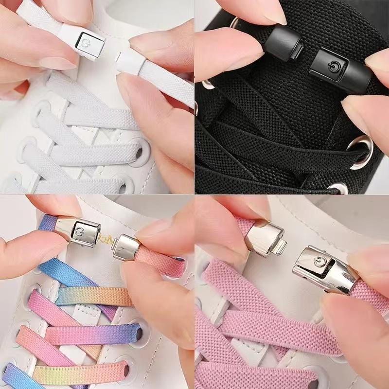 No Tie Shoe Laces, 1 Pair Press Lock Shoelaces, Elastic Laces, Easy To Use, Widened Flat Shoelace for Sneakers, Christmas Gift