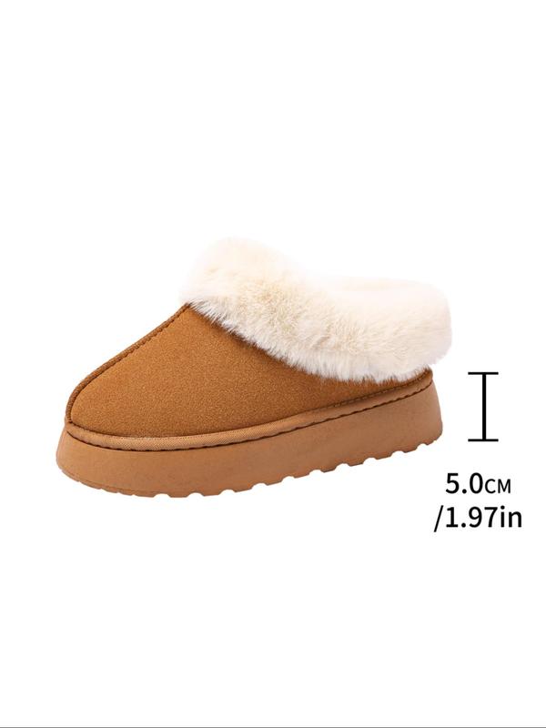 Women's Fashionable Contrast Faux Fur Design Snow Boots, Casual Warm Fluffy Ankle Boots for Fall & Winter, Female All-match Trendy Shoes for Daily Wear