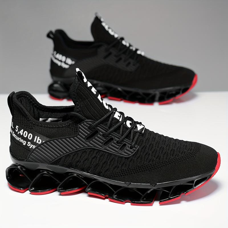 Men's Fashion Woven Knit Breathable Blade Type Sneaker, Comfortable and Non-Slip Lace-up Soft Sole Shoes, Men's Shoes