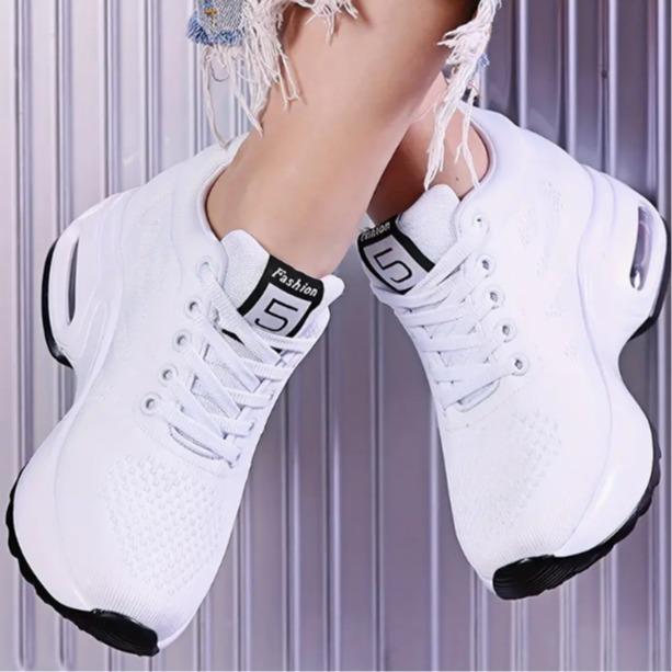 Women's Fashionable Letter Patch Lace upFront Sneakers, Female All-matchRound Toe Wedge Sneakers for Daily Life,Casual ComfortableBreathable Low Top Shoes Sporty Low