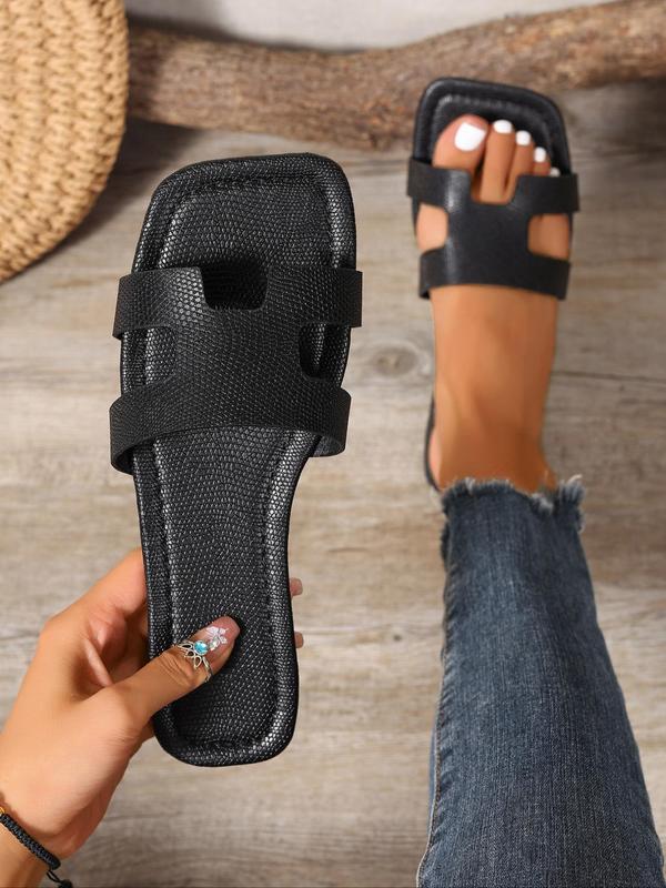 Women's Fashionable Hollow Out Design Slide Sandals, Casual Comfortable Flat Sandals for Beach, All-match Slippers for Daily Wear