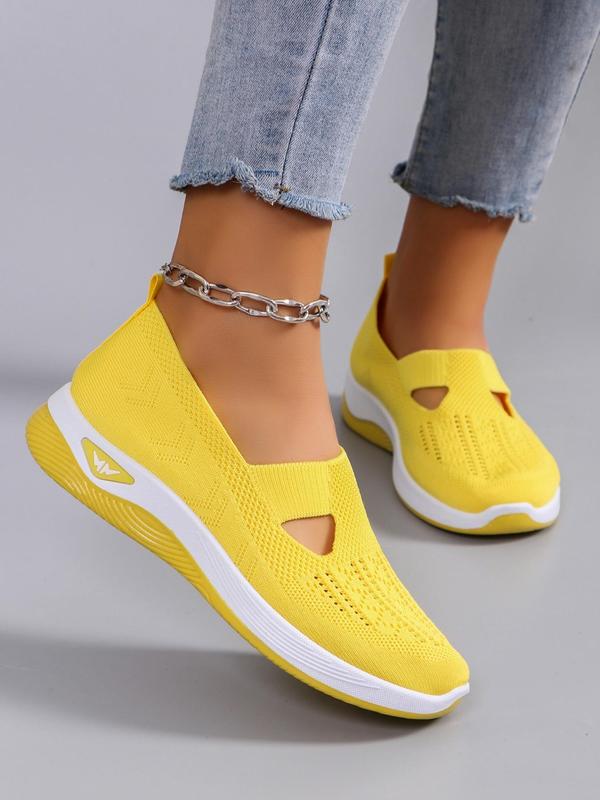 Women's Fashionable Hollow Out Design Slip on Sneakers, Casual Comfortable Breathable Lightweight Mesh Shoes, All-match Commuter Shoes for Work & Daily Wear, Shoes for Summer 2024