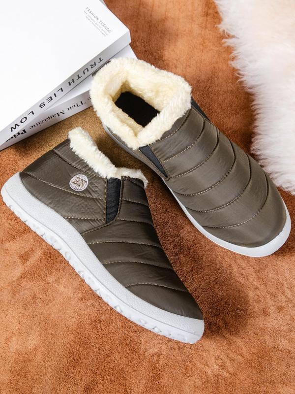 Women's Solid Color Waterproof Snow Boots, Fall 2024 New Style Fashionable Warm Ankle Boots for Winter, Female All-match Round Toe Shoes for Daily Wear