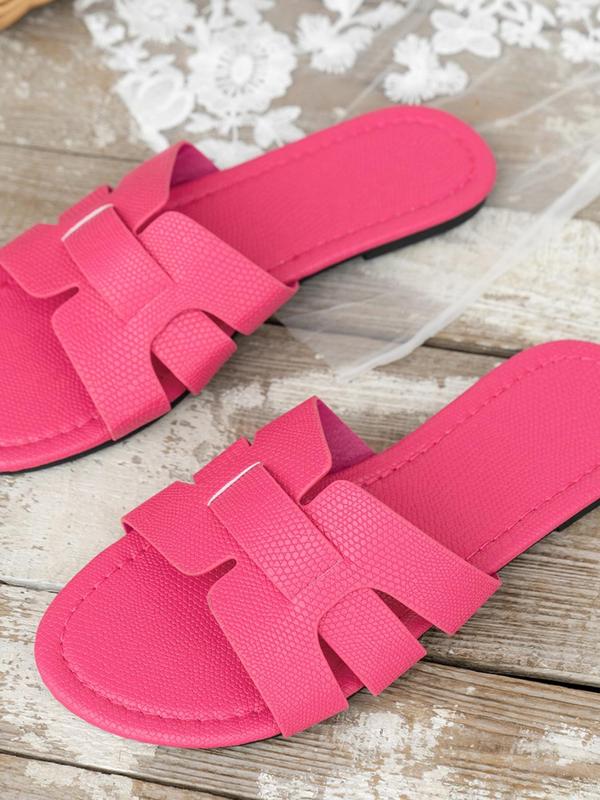 Women's Fashionable Plain Color Slide Sandals, Casual Comfortable Flat Sandals for Summer, Lightweight Breathable Shoes for Daily Wear