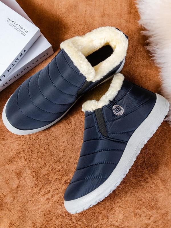 Women's Solid Color Waterproof Snow Boots, Fall 2024 New Style Fashionable Warm Ankle Boots for Winter, Female All-match Round Toe Shoes for Daily Wear