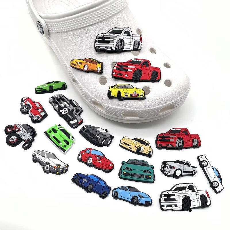 20Pcs Cars Shoe Charms For Shoes, Random Car Shoe Charms For Croc PVC Racing Cute Clogs Sports Racing Car Shoes Boots Accessories Charms For Clog