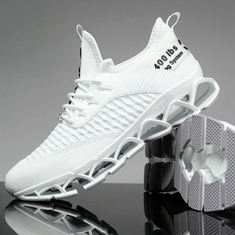 Men's Fashion Woven Knit Breathable Blade Type Sneaker, Comfortable and Non-Slip Lace-up Soft Sole Shoes, Men's Shoes