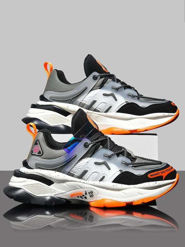 Men's Fashionable Lace Up Low Top Chunky Sneakers, Casual Comfortable Sports Running Shoes, Trendy All-match Sneakers for Daily Wear