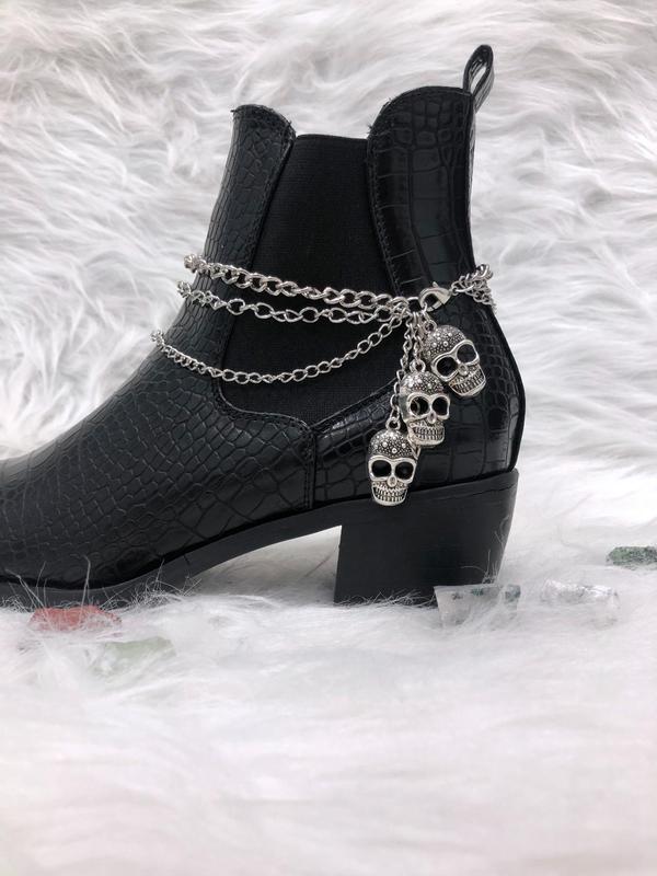 Punk Style Skull Design Layers Shoe Chain, Fashionable Shoes Jewelry for Women & Girls, Trendy All-match & Exquisite Shoes Jewelry for Birthday Gift