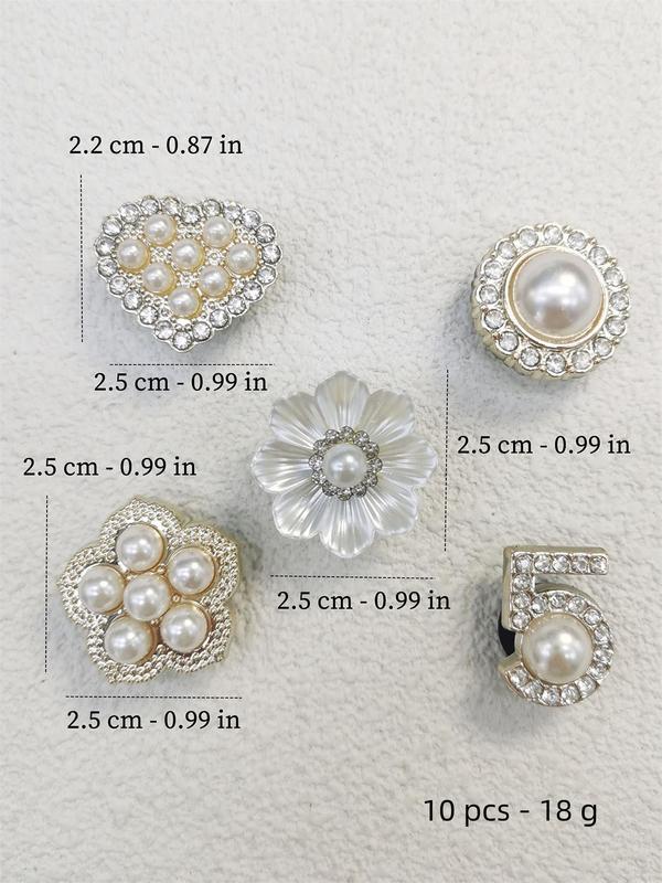 2024 New Fashion Flower & Round & Heart Shoes Charms, Shoes Summer Jewelry, Faux Pearl & Rhinestone Shoes Decoration, for Clogs & Summer Sandals, Gift for Girlfriend