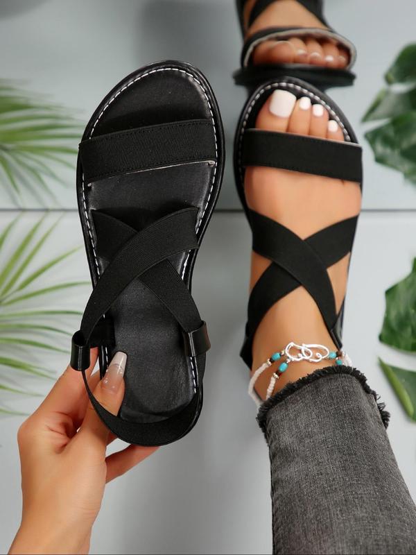 Women's Fashionable Criss Cross Strap Slip on Sandals, Casual Comfortable Flat Sandals for Summer, Lightweight Breathable Shoes for Daily Wear