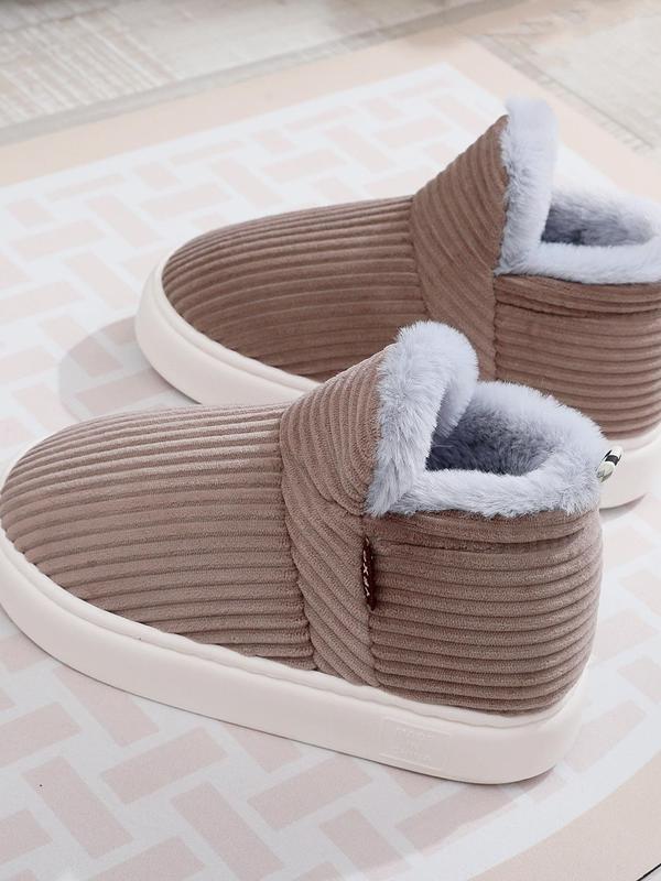 Women's Solid Color Plush Snow Boots, Casual Soft Comfortable Home Slippers, Warm Slippers for Indoor & Outdoor Use for Fall & Winter Designer