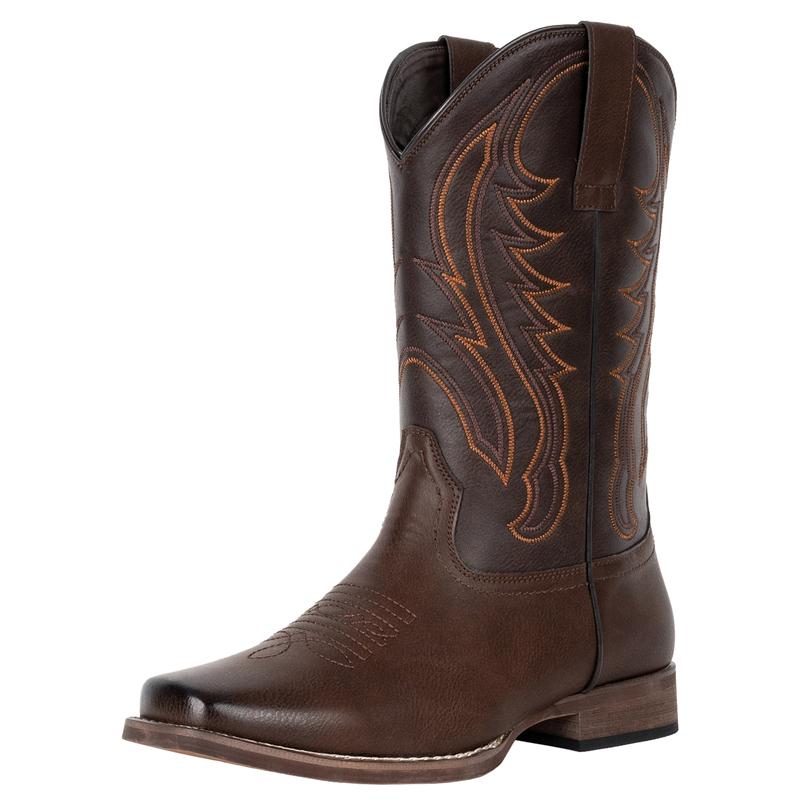 J's.o.l.e Cowboy Boots for Men Square Toe Men's Western Boots Classic Embroidered Country Boots for Concert Daily Wedding