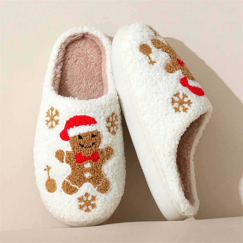 Christmas Gingerbread Man Slippers Fluffy Home Slippers Comfortable Cute Gingerbread Man Slippers Anti Slip for Men Women