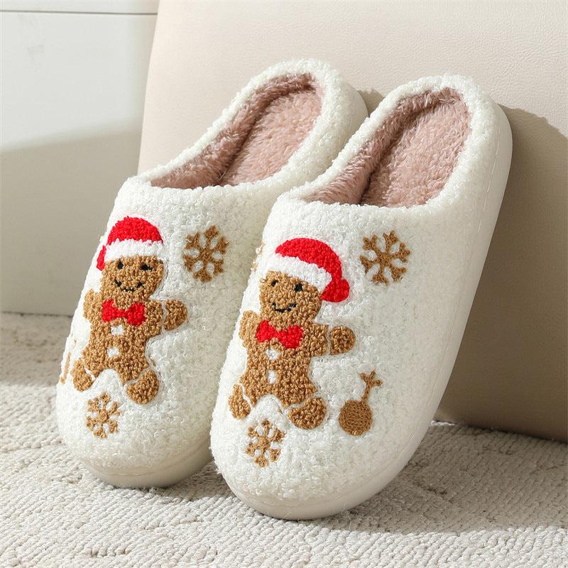 Christmas Gingerbread Man Slippers Fluffy Home Slippers Comfortable Cute Gingerbread Man Slippers Anti Slip for Men Women