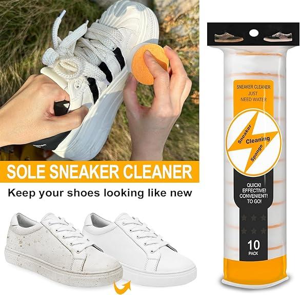 Instant Sole and Sneaker Cleaner, Premium Dual-Sided Sponge Perfect for Shoe Cleaning (10 Pack) (White) Footwear Comfort