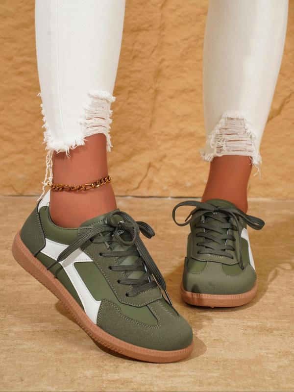 Women's Fashionable Colorblock Lace Up Low Top Sneakers, Casual Comfortable Sports Running Shoes, All-match Basic Shoes for Daily Wear