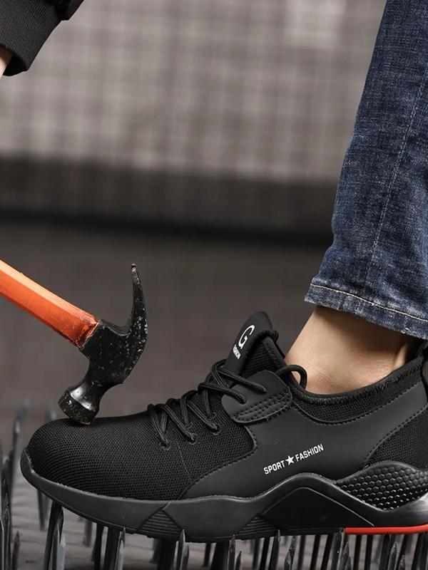 Men's Sporty Low Top Lace Up Anti-puncture Work Shoes, Casual Comfortable Breathable Anti-slip Safety Shoes, All-match Commuter Shoes for Work & Daily Wear