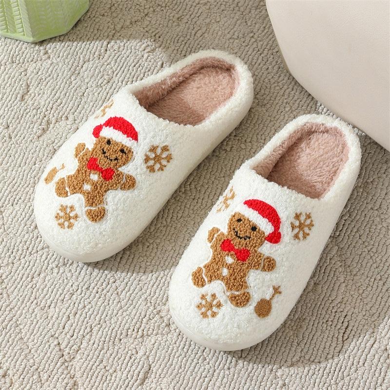 Christmas Gingerbread Man Slippers Fluffy Home Slippers Comfortable Cute Gingerbread Man Slippers Anti Slip for Men Women