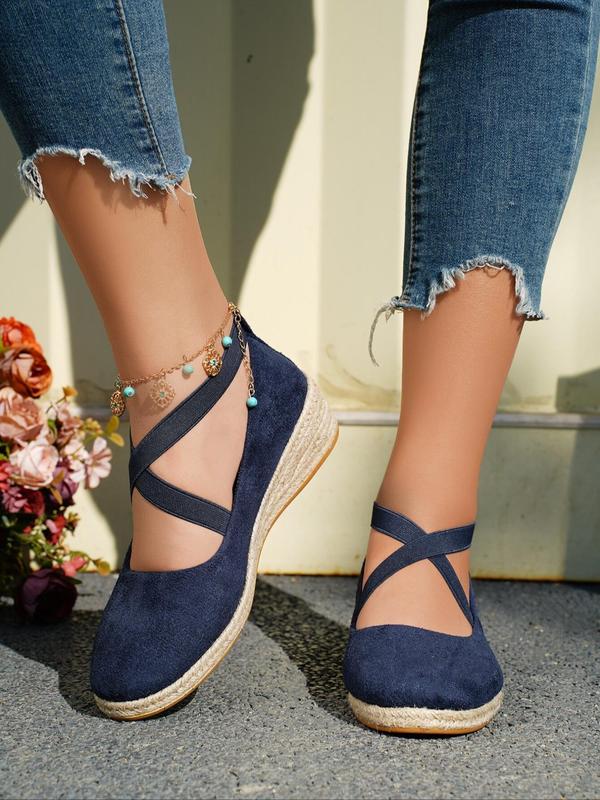 Women's Fashionable Criss Cross Strap Wedge Sandals, Casual Comfortable Wedge Sandals for Beach, Fashion Shoes for Party, Daily Clothing Decor