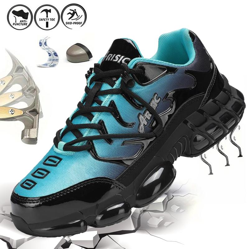 Men's Casual Lace Up Steel Toe Design Work Shoes, Lightweight Comfortable Safety Shoes, Wear-resistant Anti-impact Anti-puncture Outdoor Shoes for Work