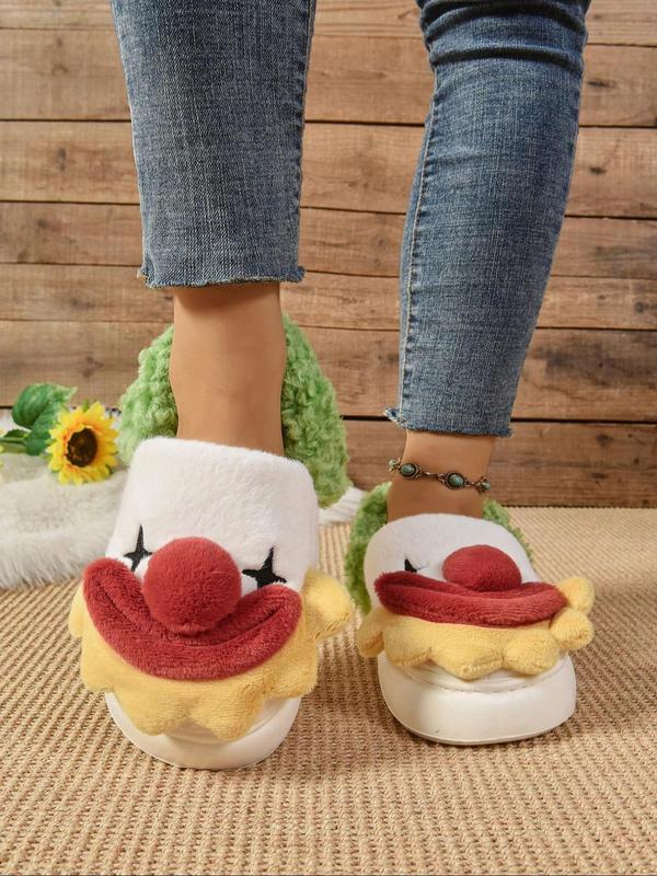 Women's Fashionable Cartoon Clown Design Slippers, Casual Soft Comfortable Home Slippers, Warm Slippers for Indoor & Outdoor Use for Fall & Winter