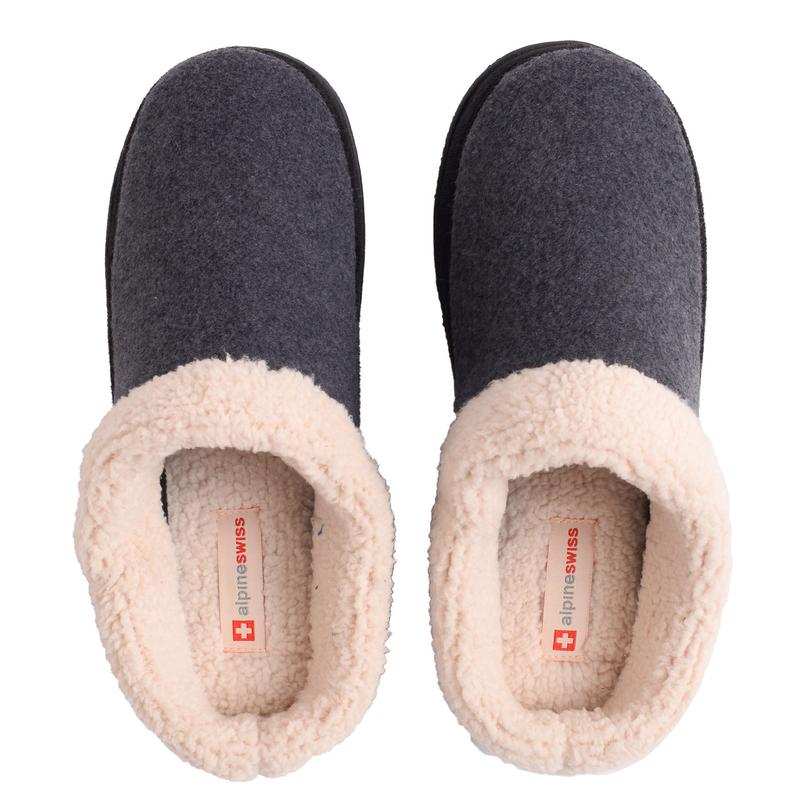 Alpine Swiss Paul Mens Memory Foam Fleece Clog Slippers House Shoes