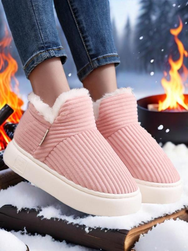 Women's Solid Color Plush Snow Boots, Casual Soft Comfortable Home Slippers, Warm Slippers for Indoor & Outdoor Use for Fall & Winter Designer