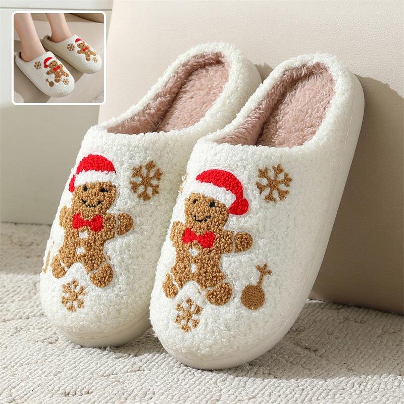 Christmas Gingerbread Man Slippers Fluffy Home Slippers Comfortable Cute Gingerbread Man Slippers Anti Slip for Men Women