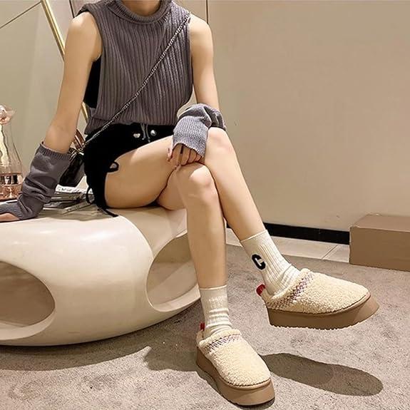 agerose-[Fall New Arrivals] Women's Mini Platform Boots with Fluffy Fur Lining Short Ankle for Winter,Casual Comfortable Ankle Boots for Fall & Winter, Fluffy Plush Lined Shoes for Indoor & Outdoor