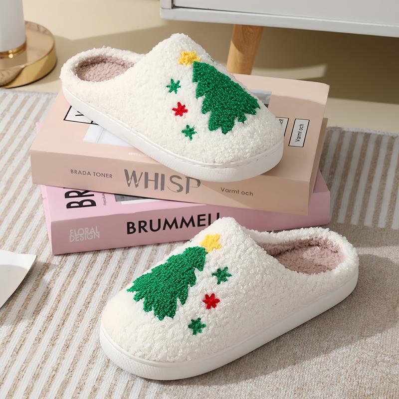 Cartoon Santa Face House Slippers Cute Plush Fuzzy Cushioned Slippers for IndoorOutdoor, New Trendy Cozy Fall BedroomMatching Slippers for Women Girl Footwear Shoe Walking Shoes