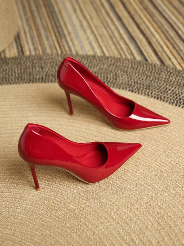 Women's Fashionable Solid Color Pointed Toe High Heel Pumps Shoes, Elegant Slip on Shoes for Party, Daily Wear, Comfortable Shoes for Women & Girls and Outdoor, Footwear, Classy Heeled Stylish Gift