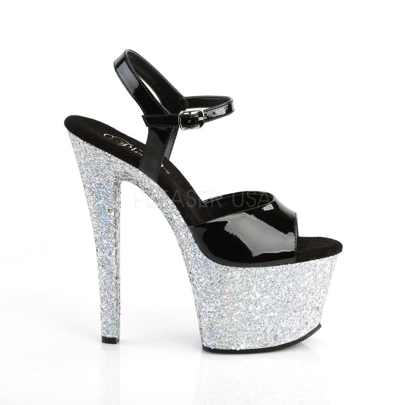 7 Inch Heel SKY-309LG Silver Glitter